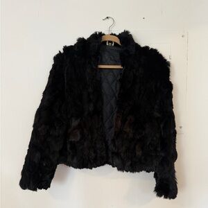 Elegant Black Vintage Fur Jacket